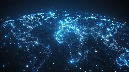 Fototapeta premium Global social media network, Digital world map with users worldwide connections.