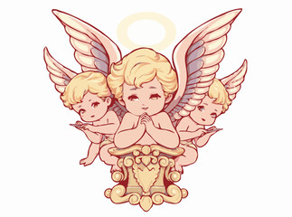 Fototapeta premium Baroque Angelic Cherubs and Putti Vector Illustration