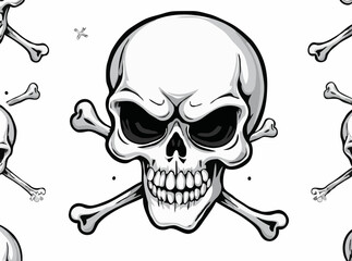 Obraz premium Terrifying Skull and Crossbones Vector Pattern