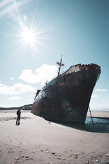 Desdemona ship stranded in Ushuaia. On the coasts of Cape San Pablo