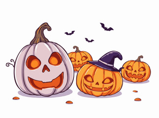Scary Jack-o'-lanterns Illustration for Halloween