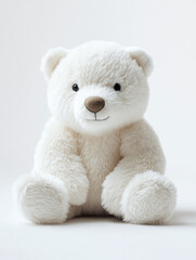 Obraz premium Polar bear stuffed plush animal toy for children, isolated on white background.