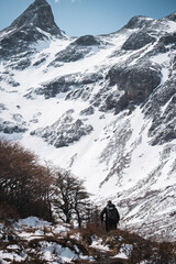 Laguna Nevada in Patagonia. Trekking in the city of Ushuaia