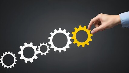 Businessman hand with gears