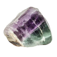 Fluorite Amethyst Crystal with Green and Purple Isolated on Transparent Background