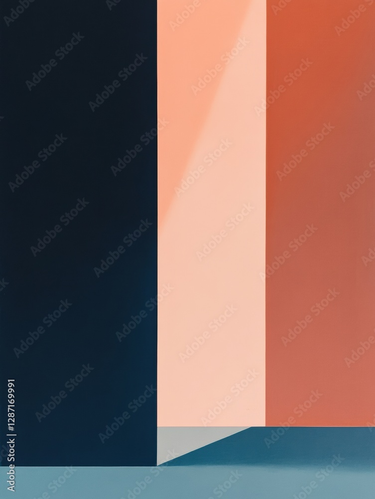 Poster Colorful geometric shapes create a modern art composition in a minimalistic setting. Generative AI