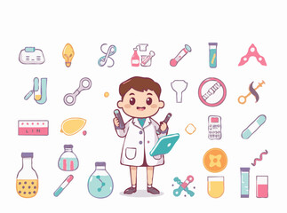 Biotechnology and Genetics Research Vector Icons