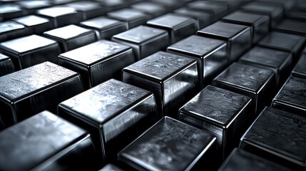 Realistic 3D silver bars stacked together. Shiny metallic ingots are perfect for finance, investment, banking, and wealth-related designs—high-quality vector illustrations.