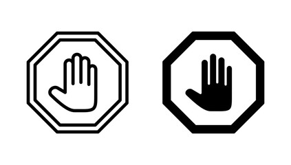 Stop icon vector. stop road sign. hand stop sign and symbol. Do not enter stop red sign with hand