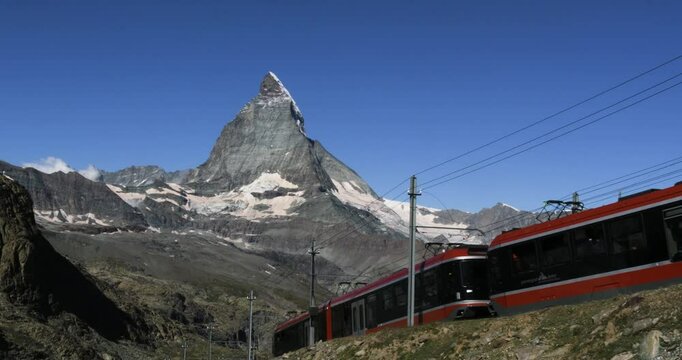 Gornergrat train with Matterhorn mountain in the background, Switzerland