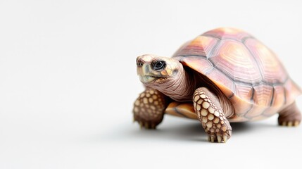 Fototapeta premium Red-footed tortoise on white background, studio shot