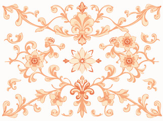 Luxurious Rococo Floral Pattern Design Element