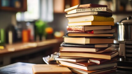 Kitchen Bookshelf Stack Reading