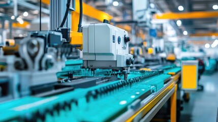 Advanced injection molding setup with interconnected machines in a streamlined production line