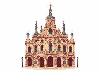 Obraz premium Intricate Baroque Architecture Vector Art