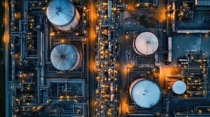 Aerial shot of a petrochemical industrial zone with complex infrastructure