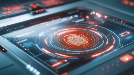 High-tech lab visualization of digital fingerprint analysis in a futuristic setting