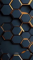 Modern Black and Gold Hexagonal Abstract Pattern