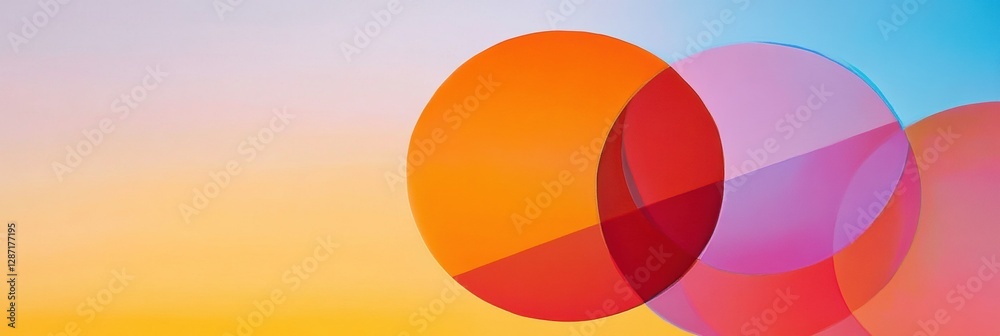 Fototapete colorful circles overlap against a bright pastel background showcasing a harmonious blend of shapes 