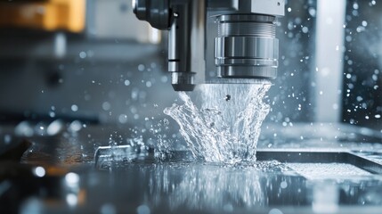 Close-up of injection mold tool being locked into place in an industrial machine