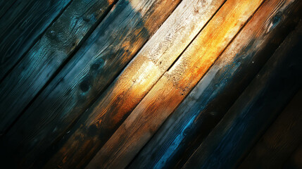 Vibrant wooden texture with multicolored light emanation for creative design