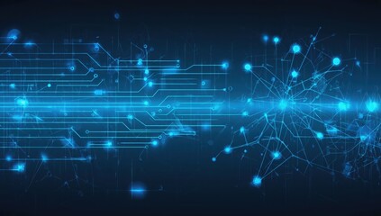 Obraz premium Abstract Digital Concept Background with Blue Light Elements and Lines