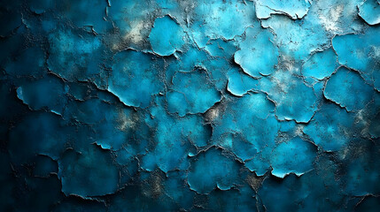 Obraz premium Textured Cracked Blue Painted Wall