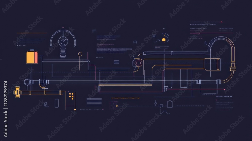 Aufkleber understanding gas pipeline systems through a minimalist infographic showcasing flow dynamics and key