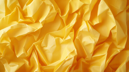 Vibrant yellow crumpled paper texture for background and design projects