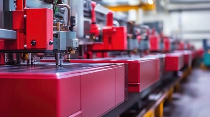 Fototapeta premium Fully automated injection molding machines producing high-volume plastic components