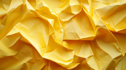 Vibrant yellow rumpled paper texture for creative design and backgrounds