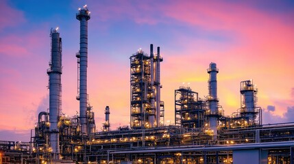 Obraz premium Heavy-duty catalytic cracker processing crude oil into refined fuel products