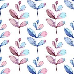 Colorful watercolor leaf pattern representing nature in a decorative design for textiles and stationery