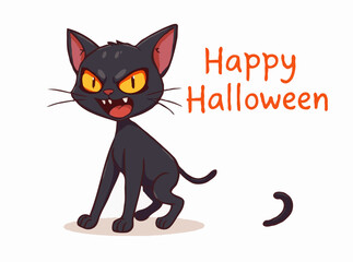 Menacing Black Cat Halloween Graphic