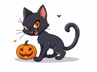 Menacing Black Cat Halloween Graphic