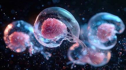 Human embryo development process futuristic lab scientific imagery isolated holistic view advanced biological concept