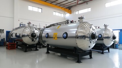 Obraz premium Industrial pressure vessels designed for gas separation and purification