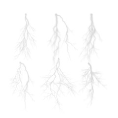 Obraz premium PNG_Set of thunderstorm lightning bolts on transparent background