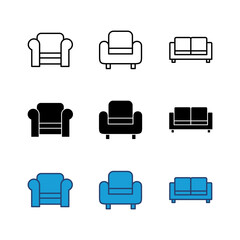 Sofa icon set. sofa icon illustration