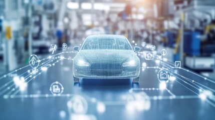Innovative digital technology in car manufacturing a close-up industrial view