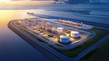 LNG regasification terminal with large-scale heat exchangers in operation