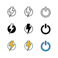 Power icon set. Power Switch Icon. Electric power
