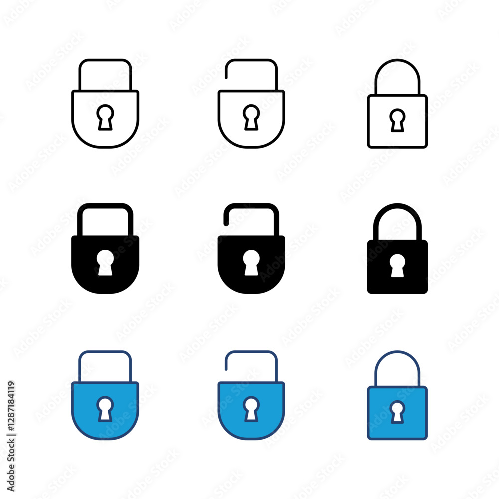 Poster lock icon set. padlock icon vector. encryption icon. security symbol