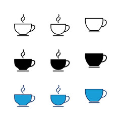 Coffee cup icon set. cup a coffee icon vector.