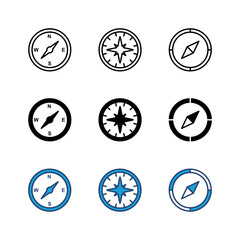 Compass icon set. arrow compass icon vector