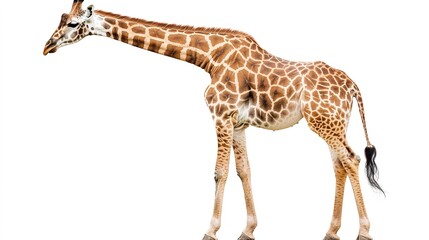 Fototapeta premium Elegant giraffe in isolation white background animal photography studio setting side view nature concept