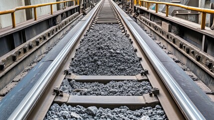 Fototapeta premium Vibrating feeder controlling the flow of crushed ore in a mineral plant