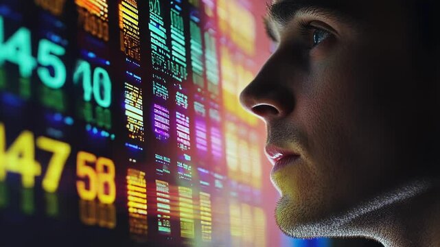 A medium closeup of a lab technician examining results from a gel electrophoresis experiment revealing distinct bands that indicate successful gene modifications. The expression of