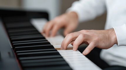 Obraz premium Person playing piano keys