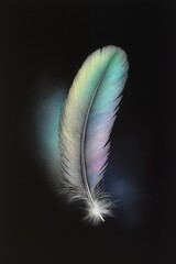 Pastel feather with iridescent glow	
